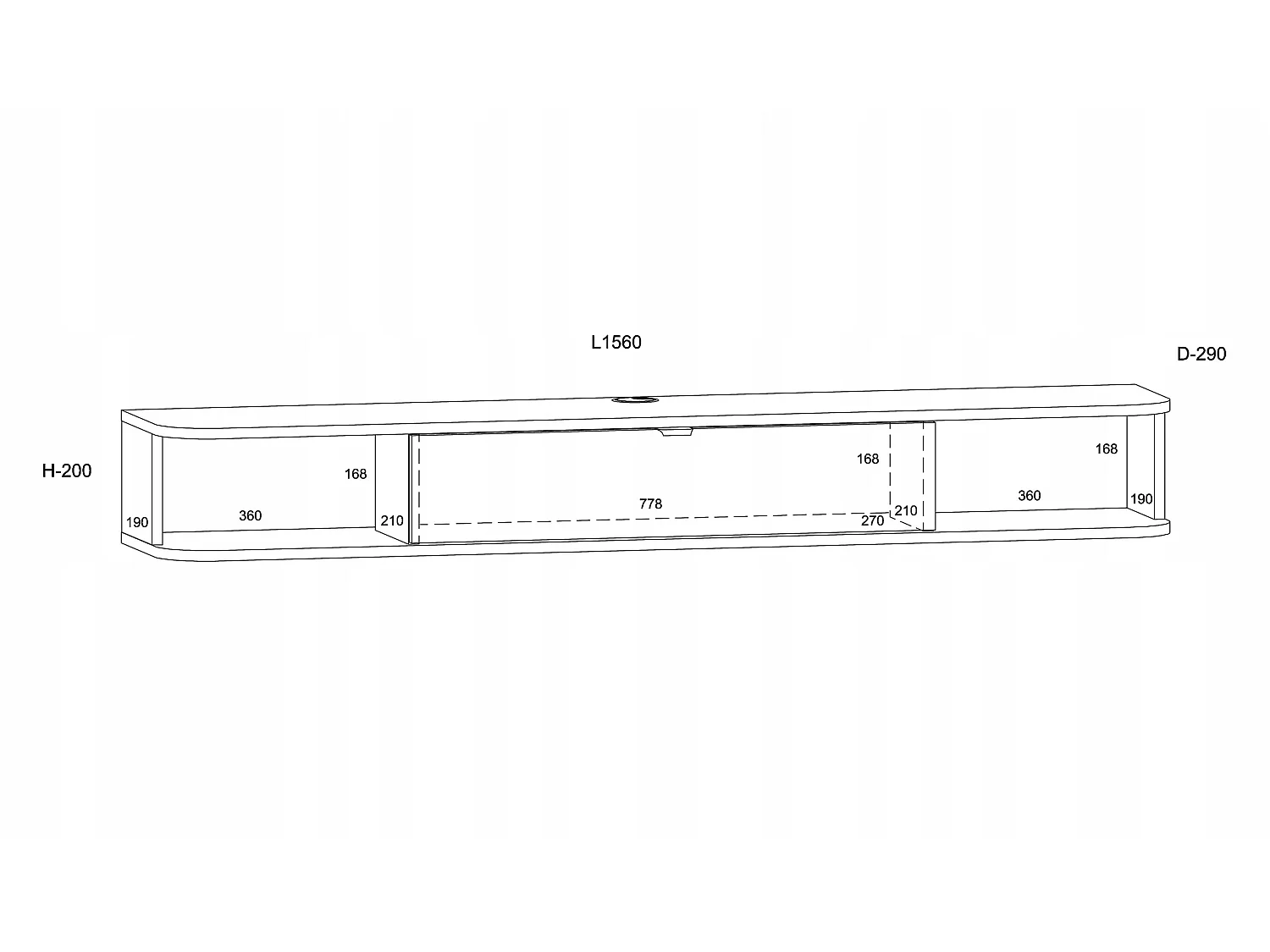 Meuble TV à suspendre 156x20x29cm IKARI mat/chêne artisanal luxueux sideboeard commode