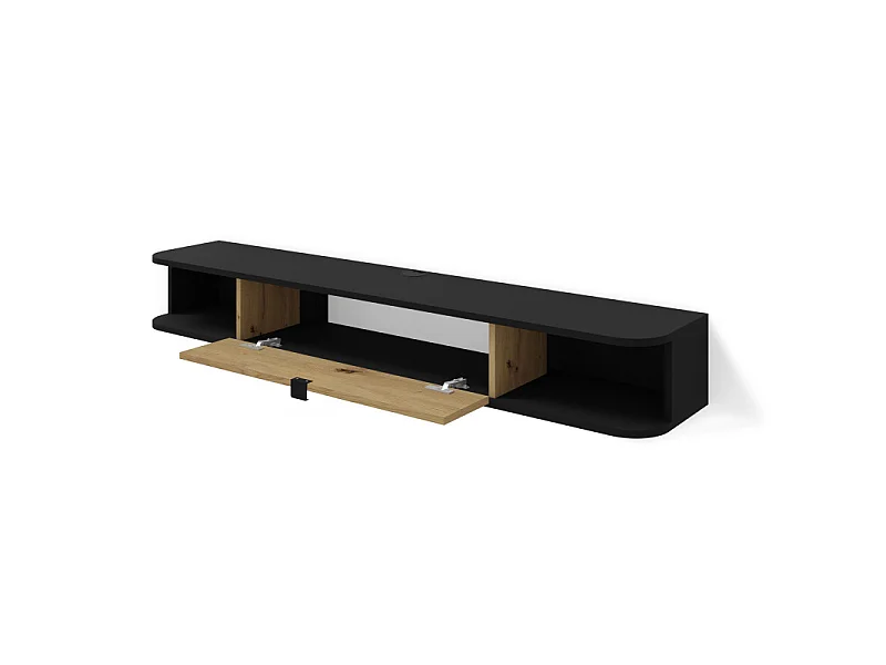 Meuble TV à suspendre 156x20x29cm IKARI mat/chêne artisanal luxueux sideboeard commode