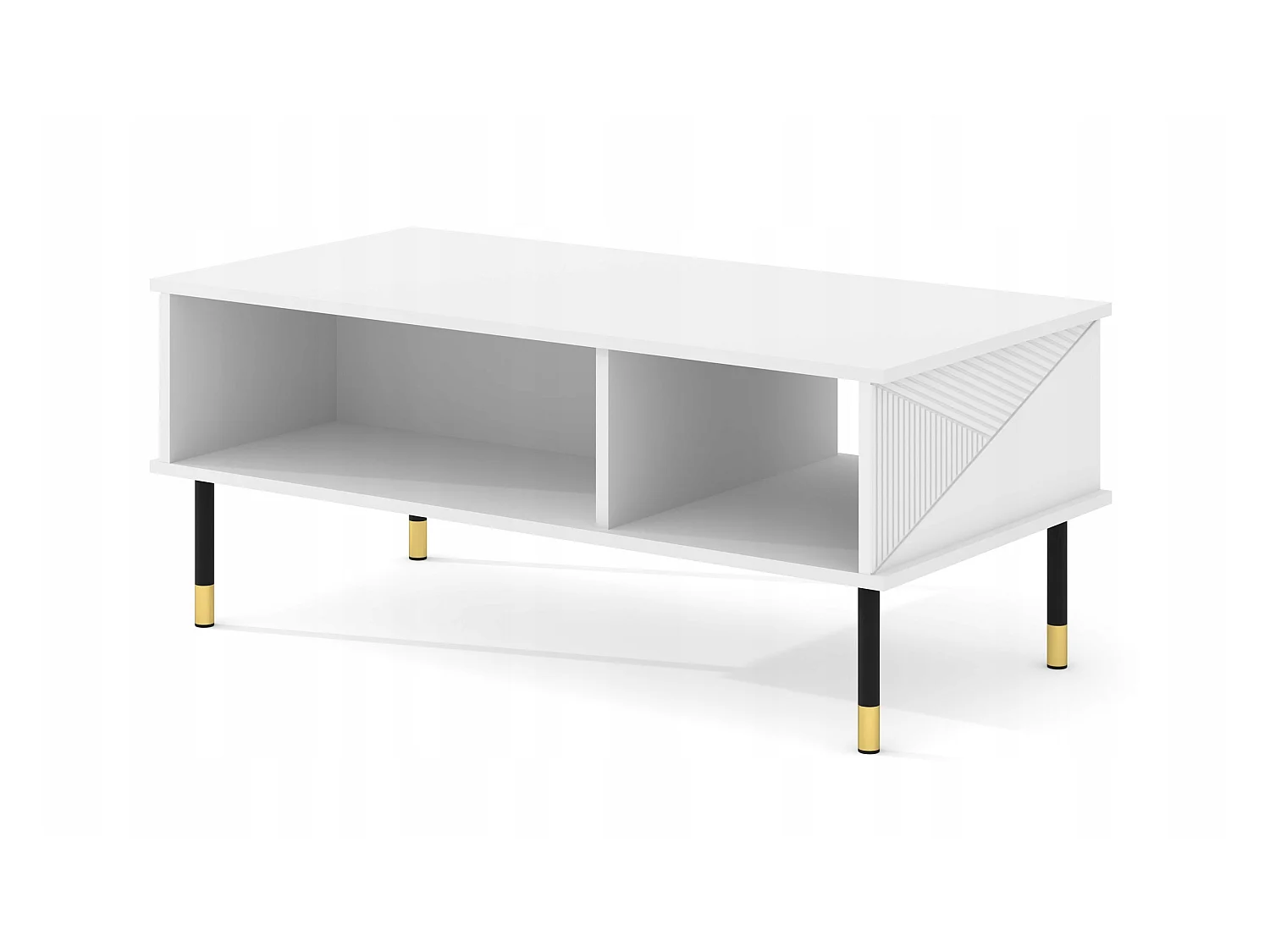 Table basse 110x55 cm fraisée sur pieds Blanc Mat WODUN