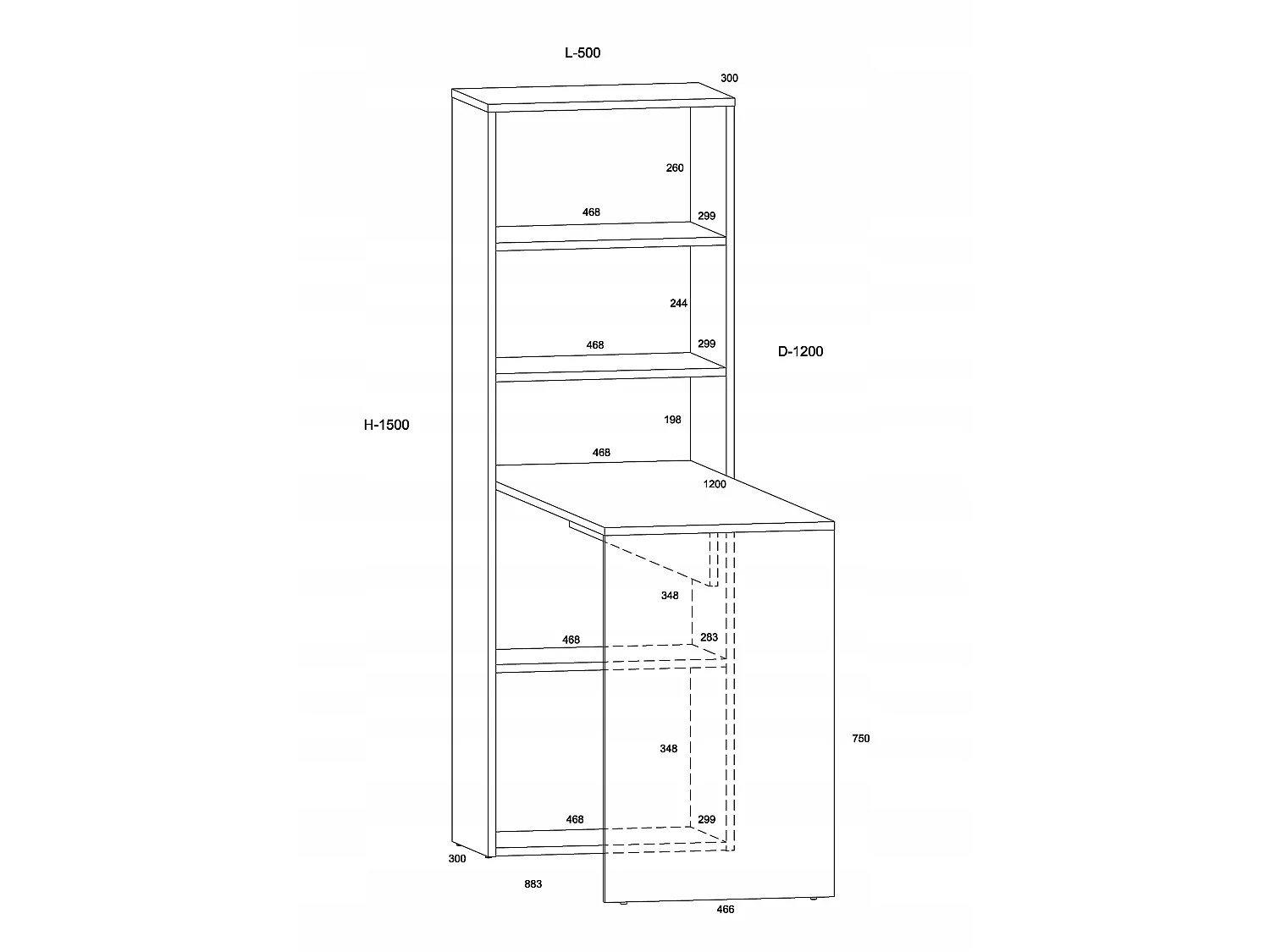 Bureau HARMONIE Table avec étagères pour ordinateur Bureau Chêne artisanal