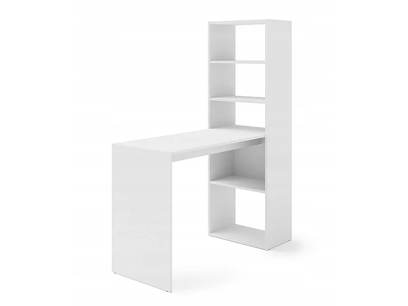 Bureau HARMONIE Table avec étagères pour ordinateur Bureau ménager blanc mat