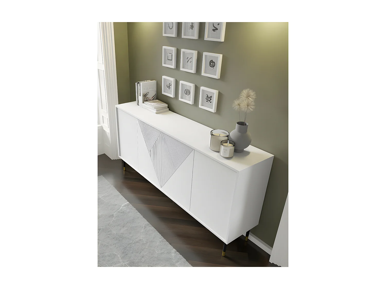 Commode de rangement Meuble universel WODUN 180x40x88cm Blanc mat