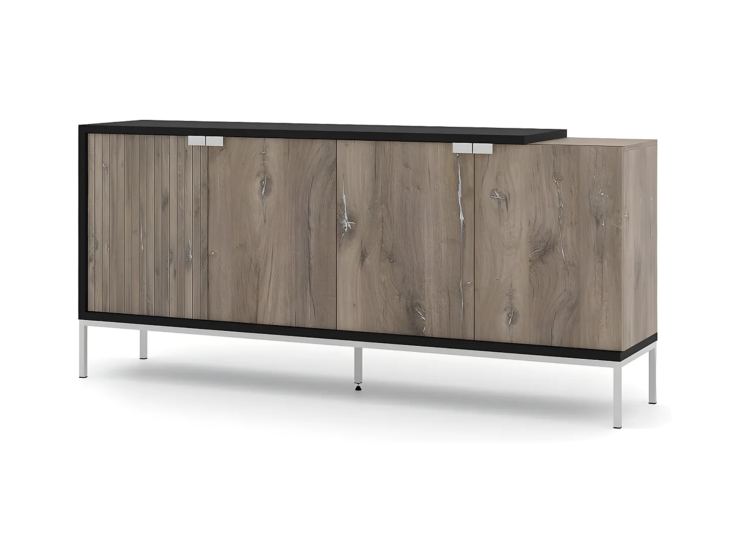 Commode de rangement Meuble universel 190x42x86cm chêne flagstaff/noir mat TODINO