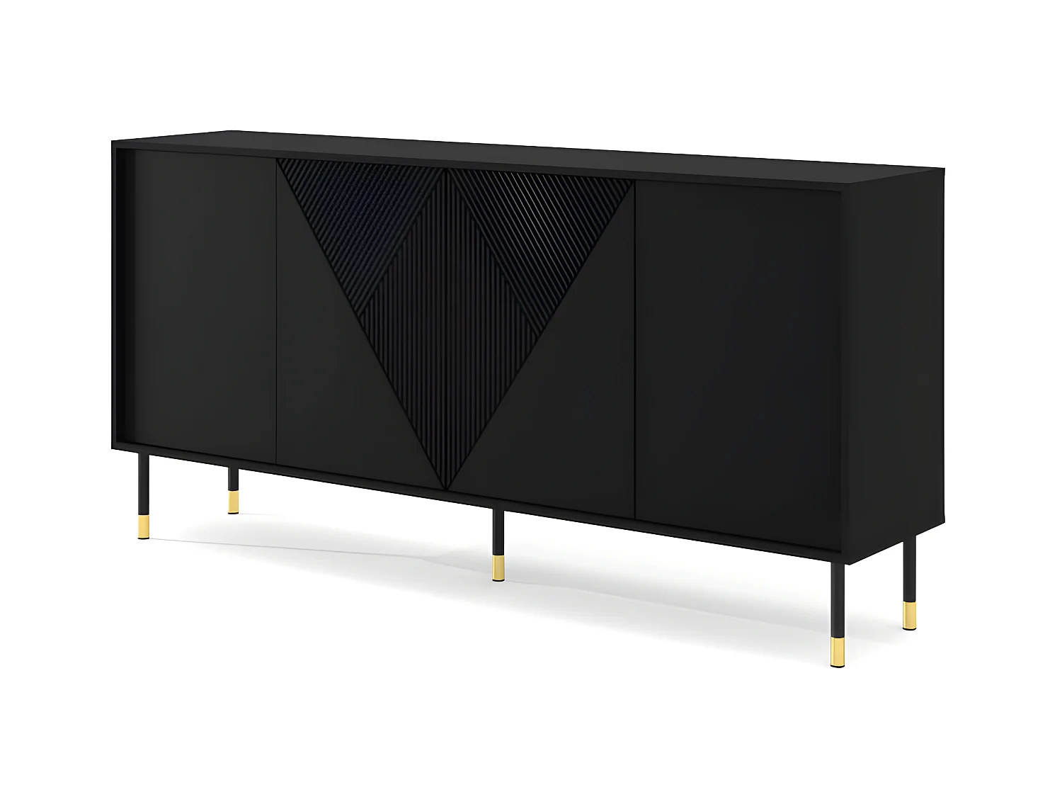 Commode de rangement Meuble universel WODUN 180x40x88cm Noir mat