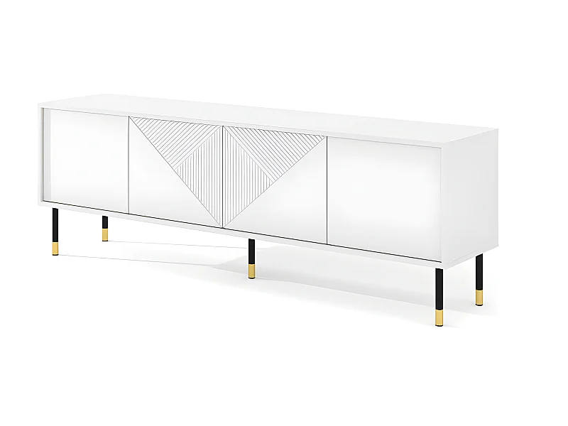 Meuble TV 180x40x61 cm meuble Hi-fi luxueux sur pied blanc mat WODUN