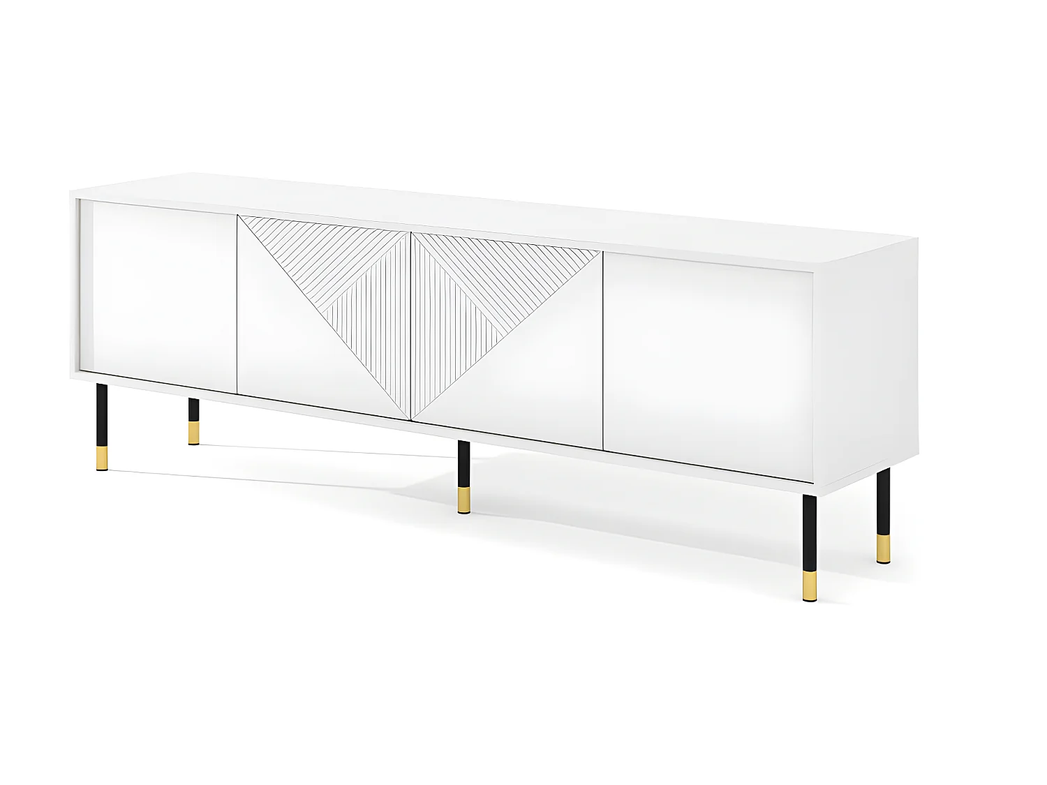 Meuble TV 180x40x61 cm meuble Hi-fi luxueux sur pied blanc mat WODUN