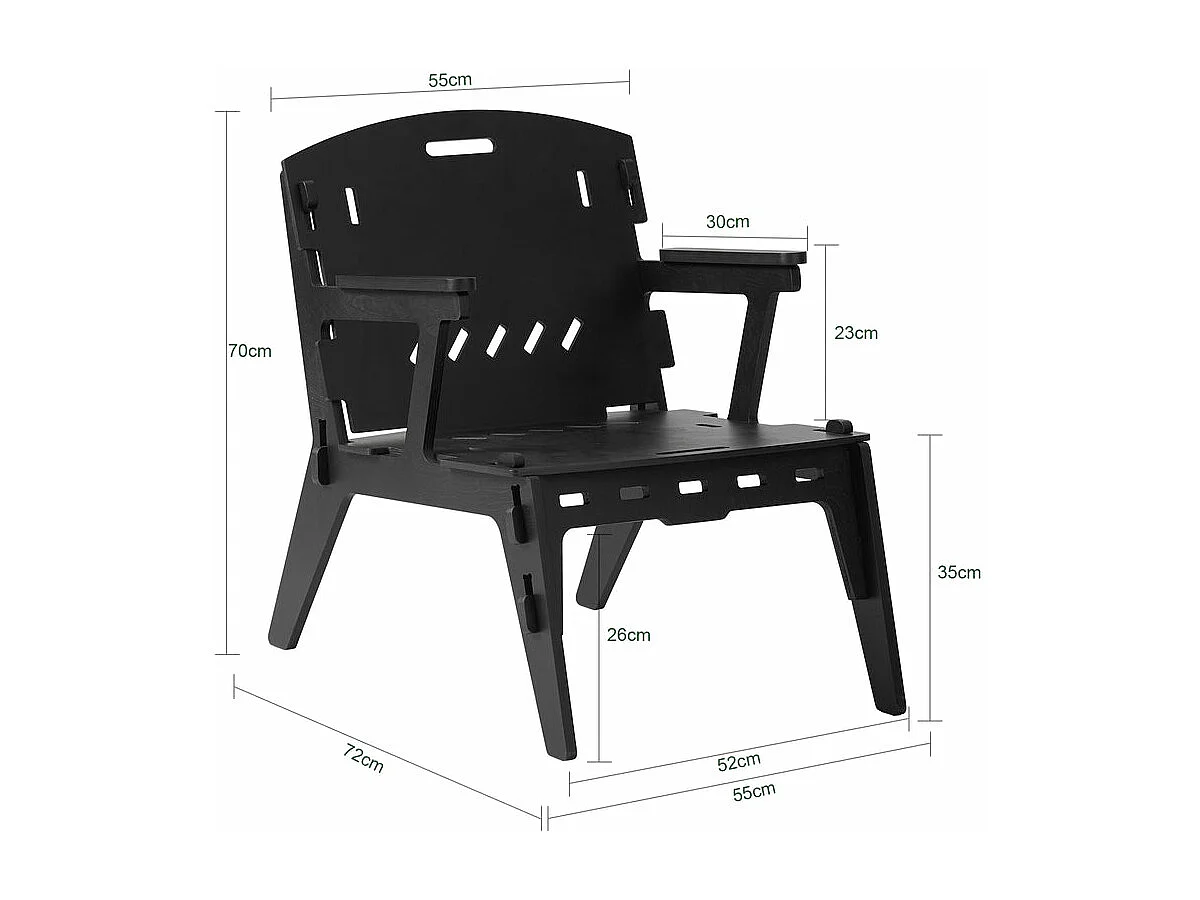 SoBuy Designer fauteuil Ergonomische woonkamerstoel Comfortabele woonkamerfauteuil Kantoorfauteuil, zithoogte 35 cm, pen- en gatstructuur, 55x72x70 cm, HFST02-SCH