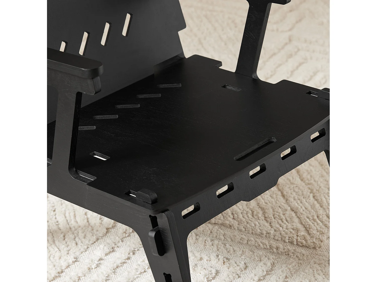 SoBuy Designer fauteuil Ergonomische woonkamerstoel Comfortabele woonkamerfauteuil Kantoorfauteuil, zithoogte 35 cm, pen- en gatstructuur, 55x72x70 cm, HFST02-SCH