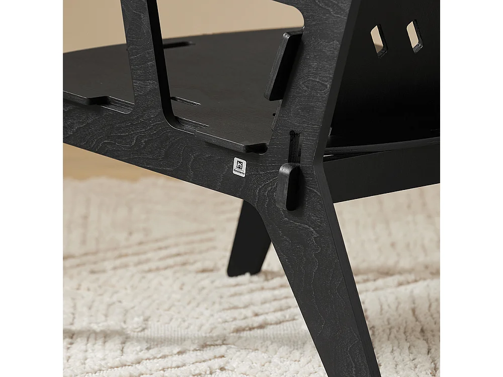 SoBuy Designer fauteuil Ergonomische woonkamerstoel Comfortabele woonkamerfauteuil Kantoorfauteuil, zithoogte 35 cm, pen- en gatstructuur, 55x72x70 cm, HFST02-SCH