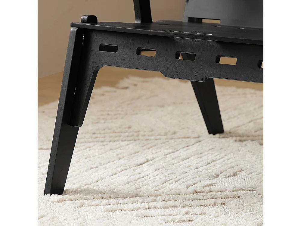 SoBuy Designer fauteuil Ergonomische woonkamerstoel Comfortabele woonkamerfauteuil Kantoorfauteuil, zithoogte 35 cm, pen- en gatstructuur, 55x72x70 cm, HFST02-SCH