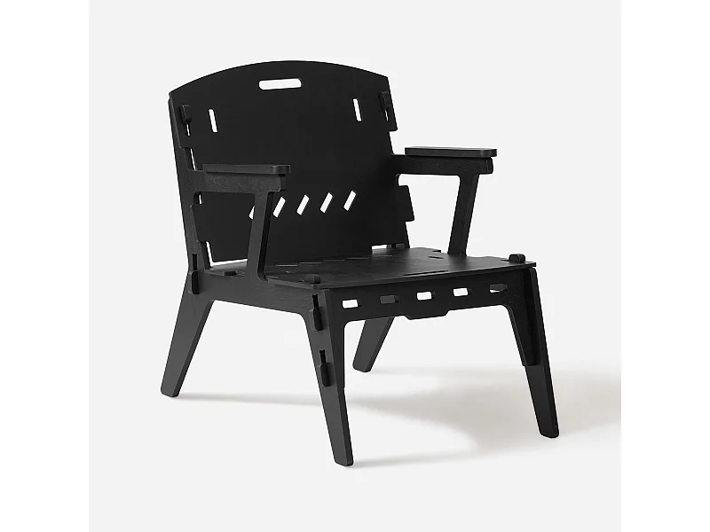 SoBuy Designer fauteuil Ergonomische woonkamerstoel Comfortabele woonkamerfauteuil Kantoorfauteuil, zithoogte 35 cm, pen- en gatstructuur, 55x72x70 cm, HFST02-SCH