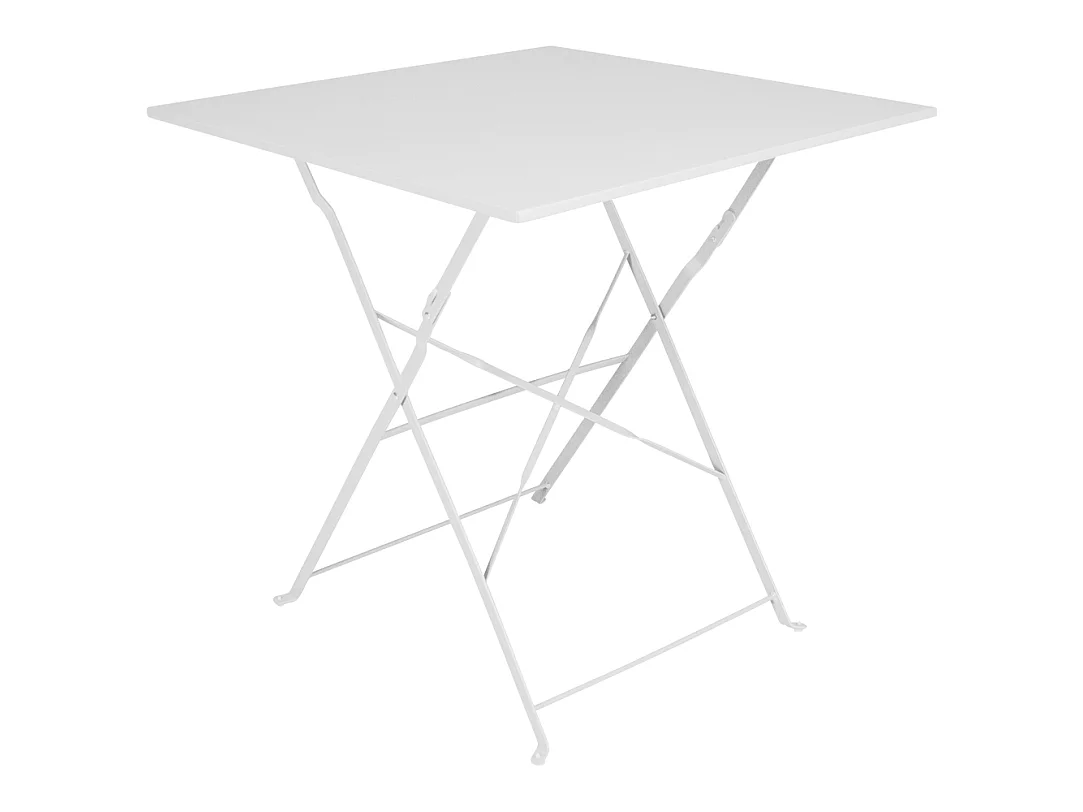 Tavolo pieghevole in metallo bianco, tavolo richiudibile 70×70 mod. Sorrento