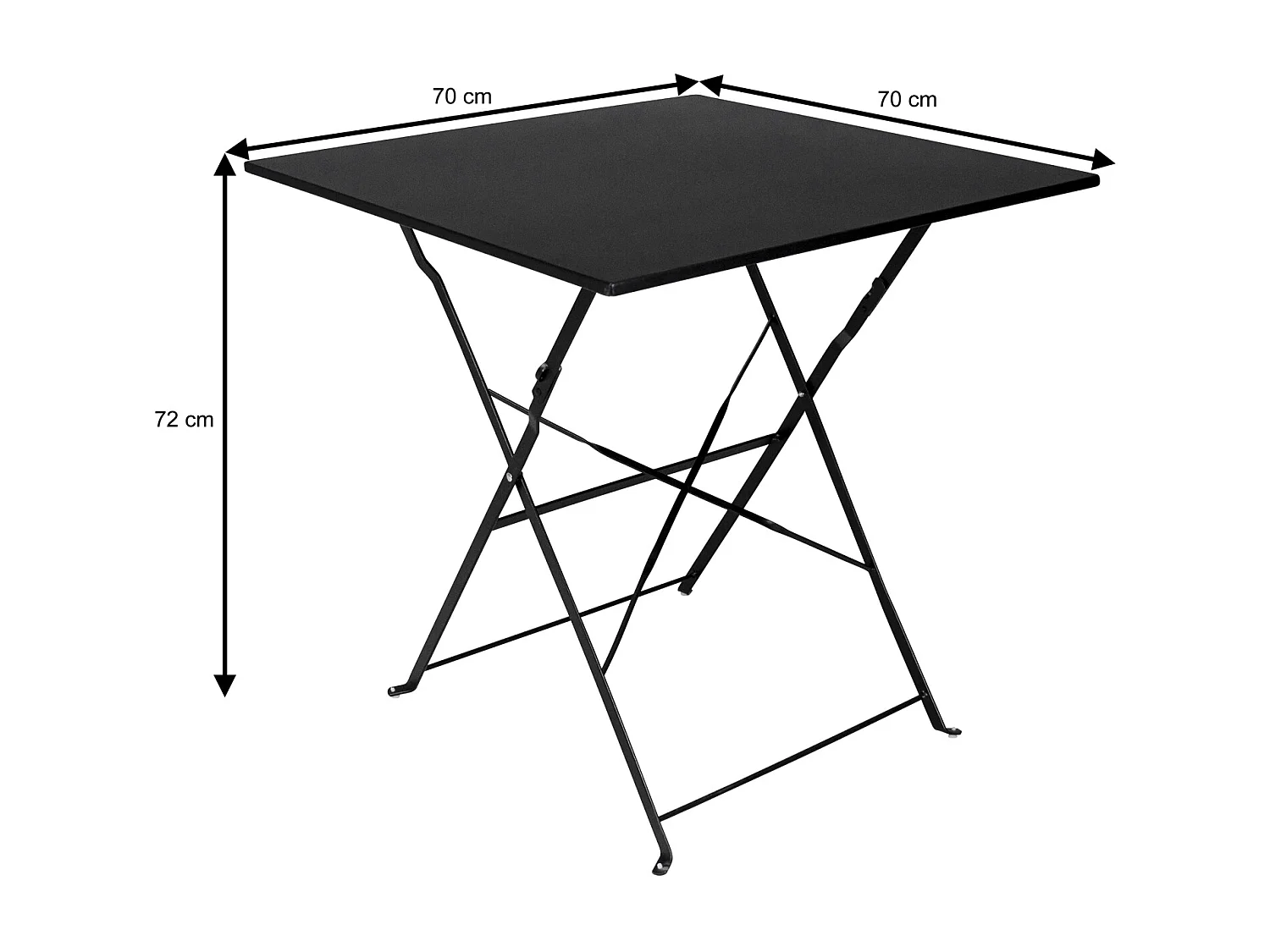 Tavolo pieghevole in metallo nero, tavolo richiudibile 70×70 mod. Sorrento