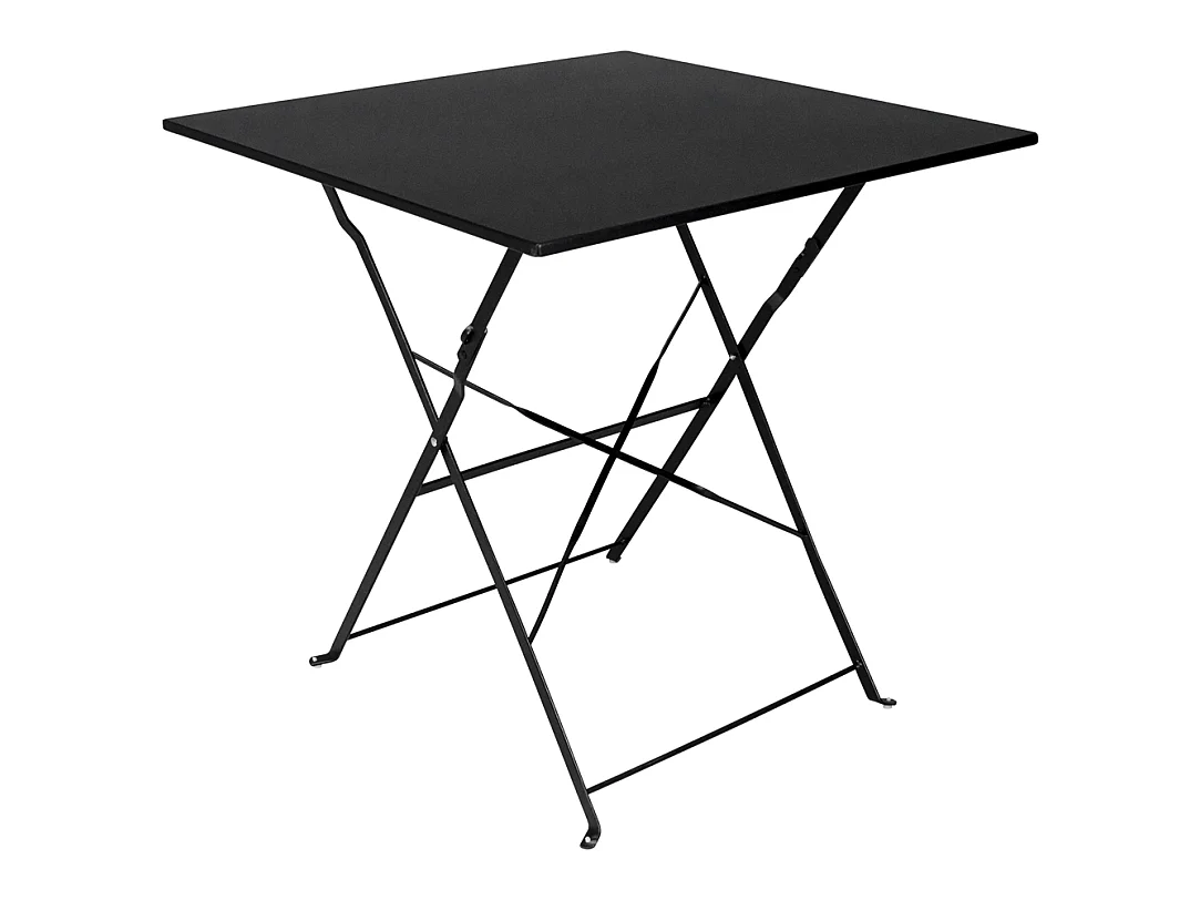Tavolo pieghevole in metallo nero, tavolo richiudibile 70×70 mod. Sorrento