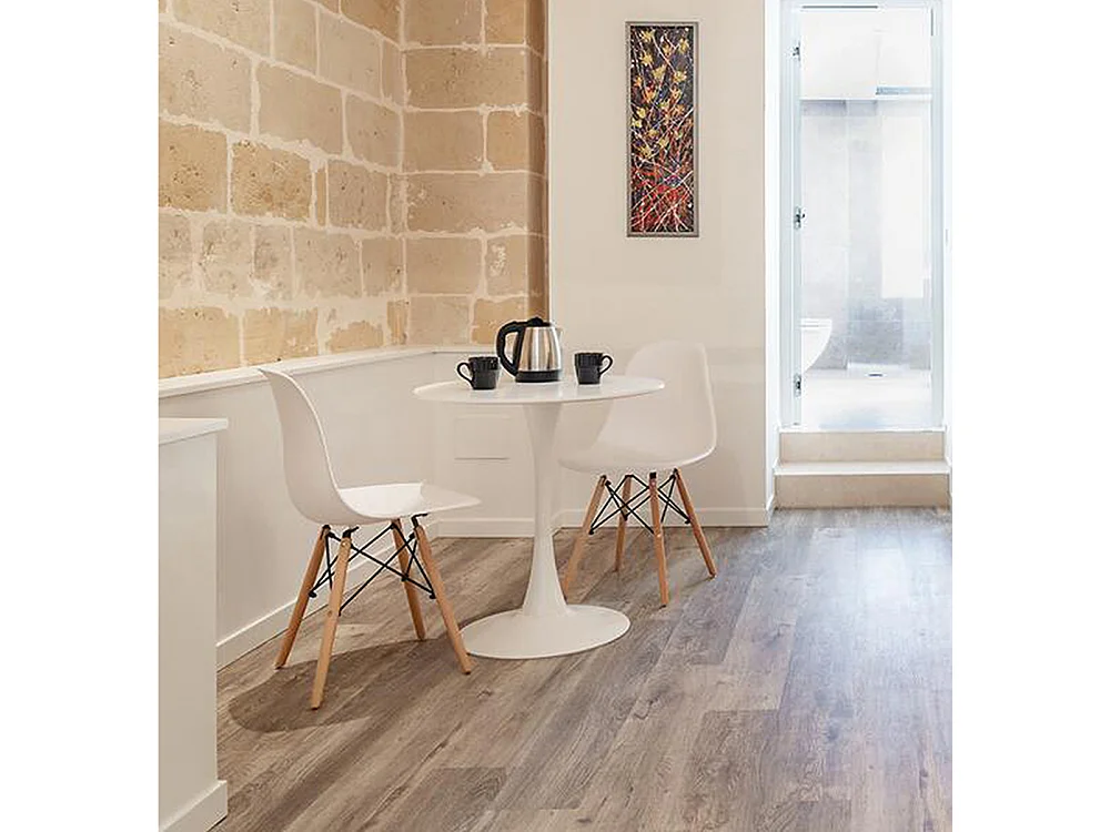 Tavolo rotondo 70 cm, tavolo da pranzo tondo bianco mod. Omar