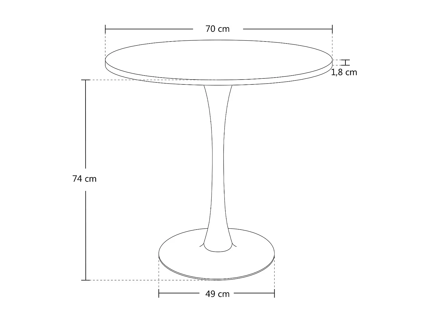 Tavolo rotondo 70 cm, tavolo da pranzo tondo nero mod. Omar