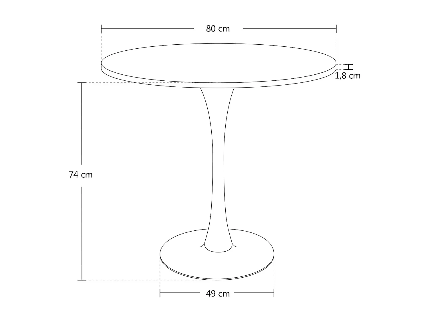 Tavolo rotondo 80 cm, tavolo da pranzo tondo bianco mod. Omar