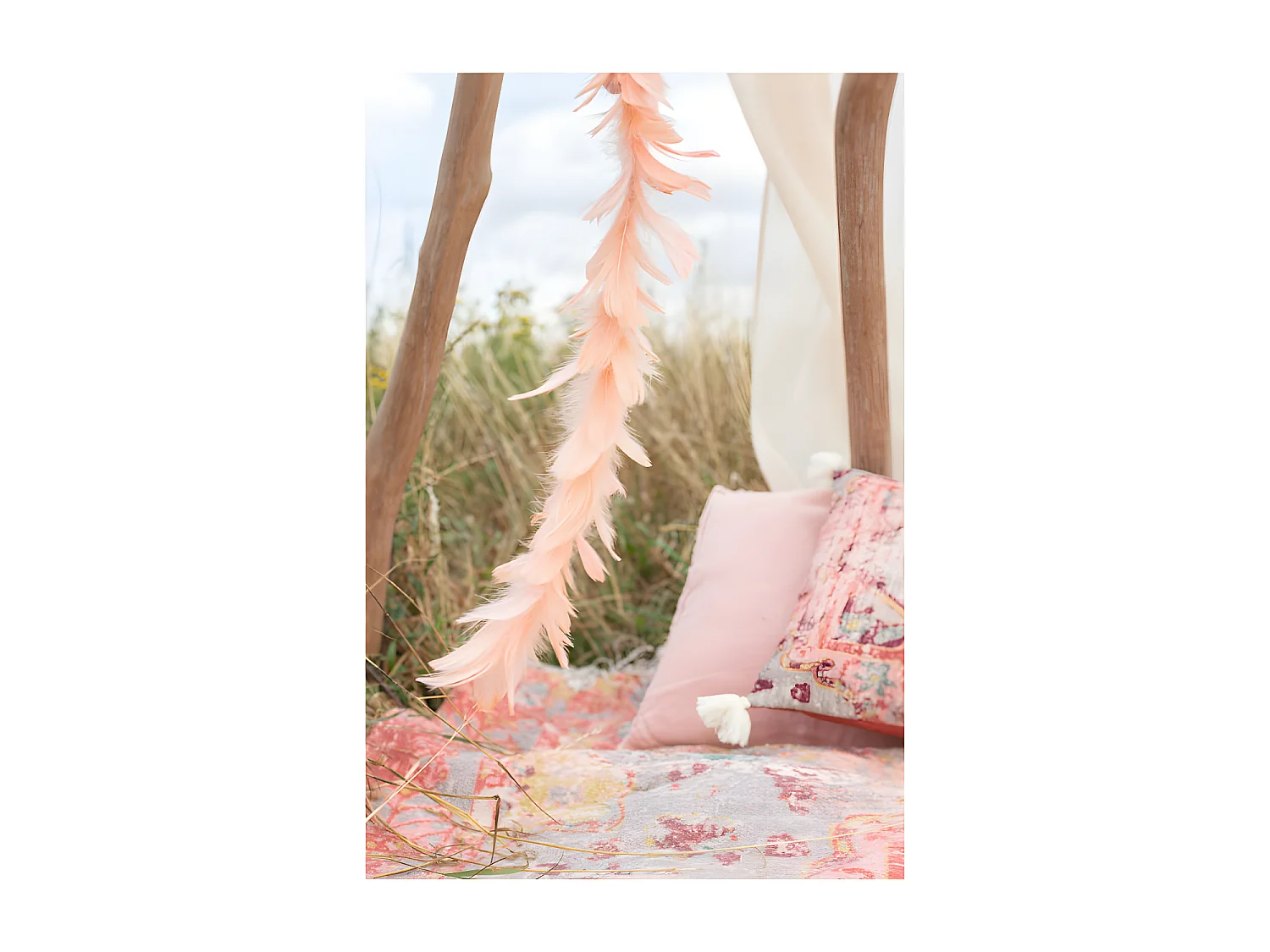 Coussin Delave Lin Rose Peche - L 45 x l 45 x H 2 cm