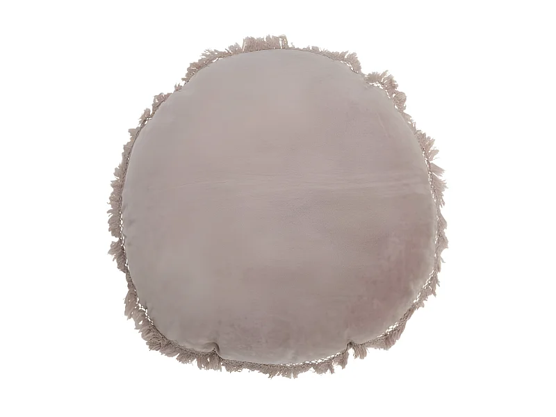Coussin Rond Velours Coton/Lin Vieux Rose - L 50 x l 50 x H 5 cm