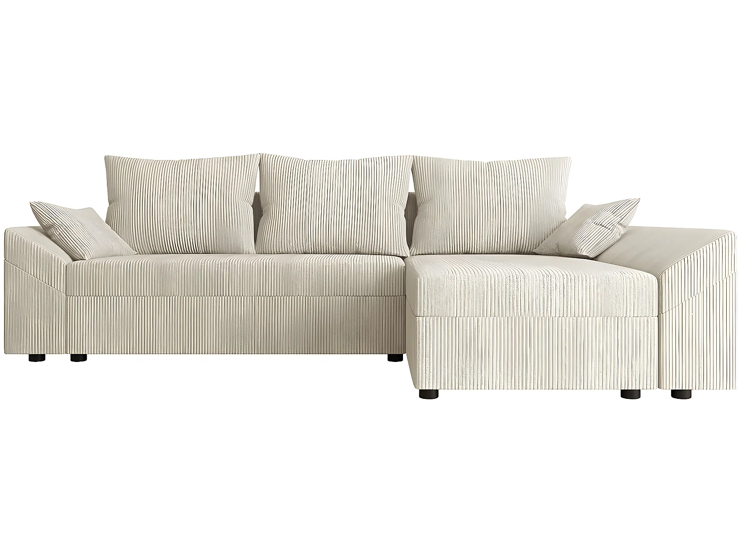 Canapé d'angle convertible avec coffre "Vaugirard 2 " en velours côtelé - 3 places - Beige