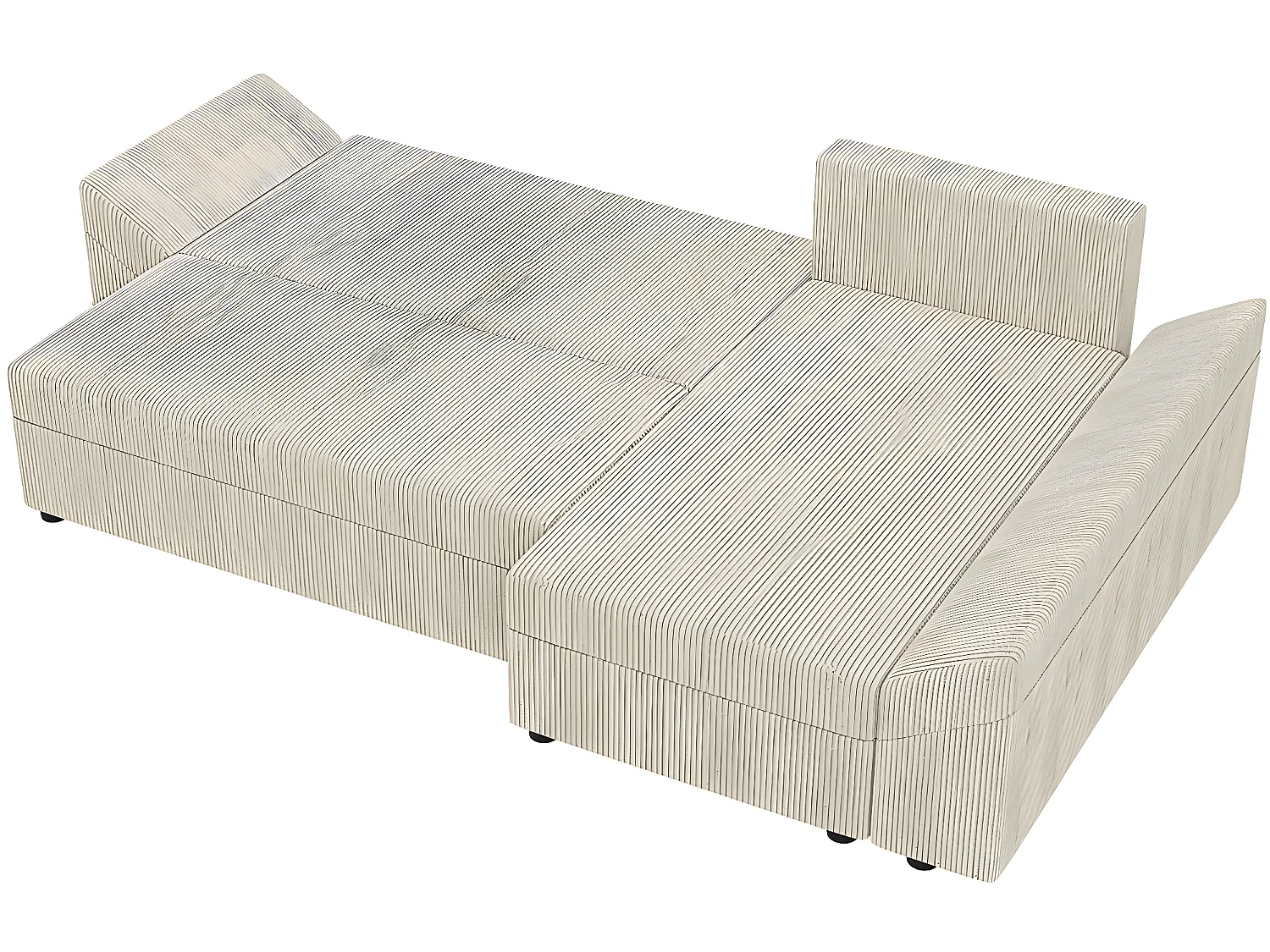 Canapé d'angle convertible avec coffre "Vaugirard 2 " en velours côtelé - 3 places - Beige