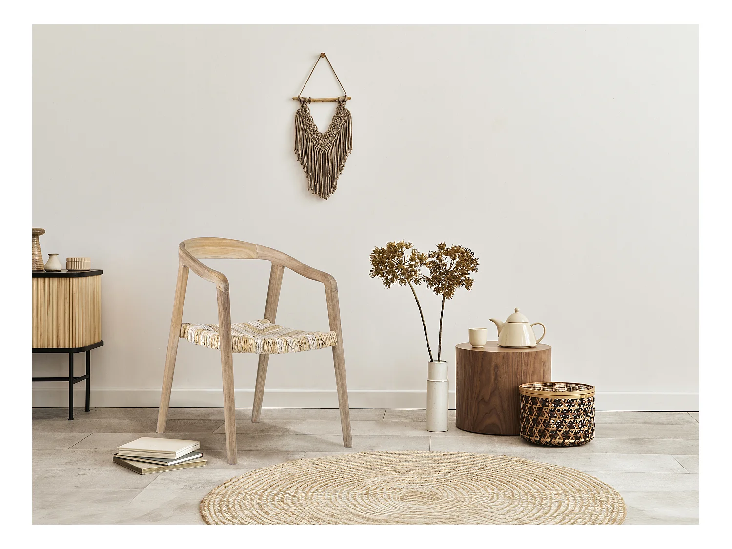 Lot de 6 chaises avec accoudoirs en teck - Naturel clair - JUNARIA