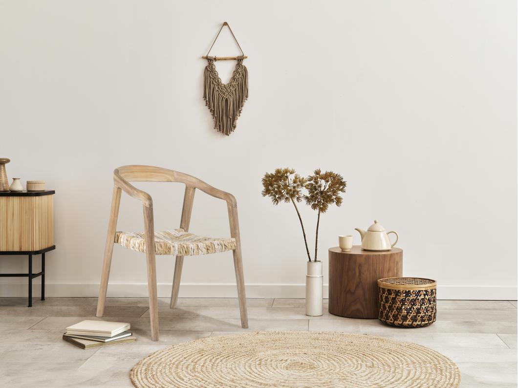 Lot de 6 chaises avec accoudoirs en teck - Naturel clair - JUNARIA