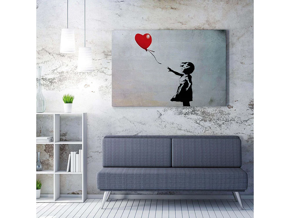 Toile décorative fille avec ballon 100 x 70 cm