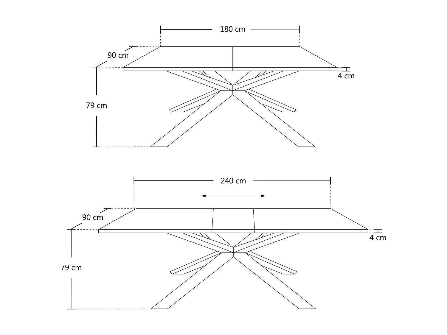 Tavolo allungabile moderno, tavolo da pranzo rettangolare mod. Ermes