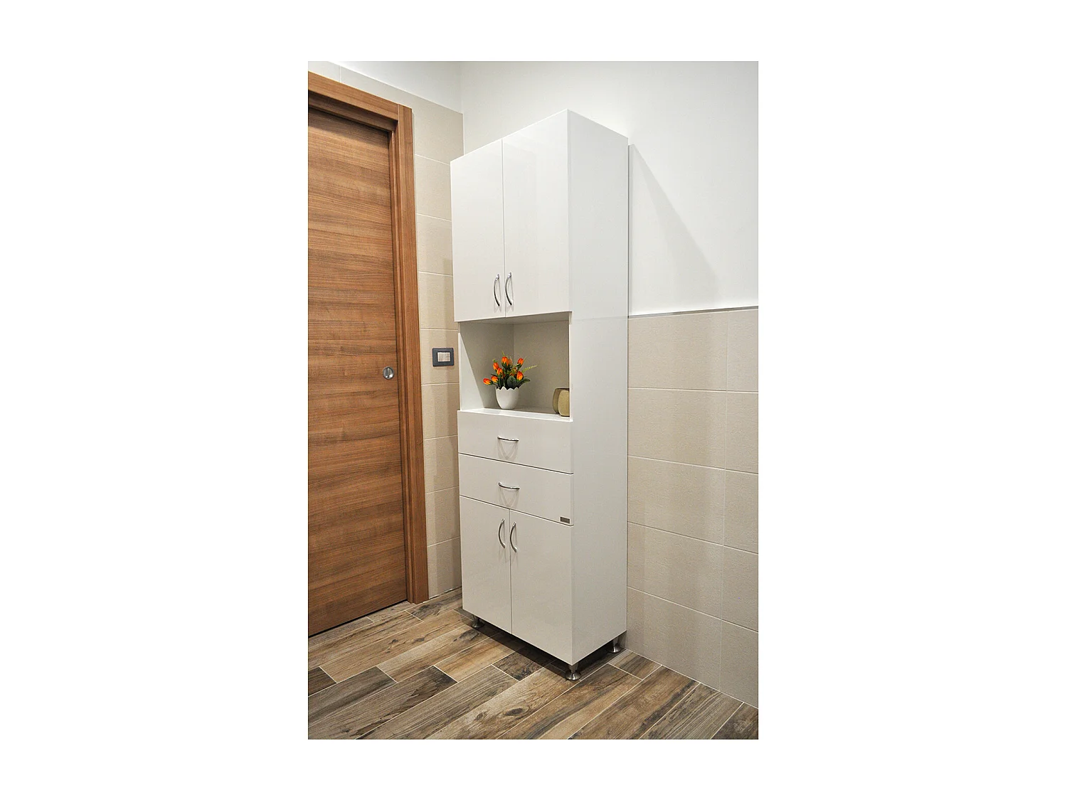 Mobile arredo bagno a 4 ante e 2 cassetti, Armadio mod. Oscar