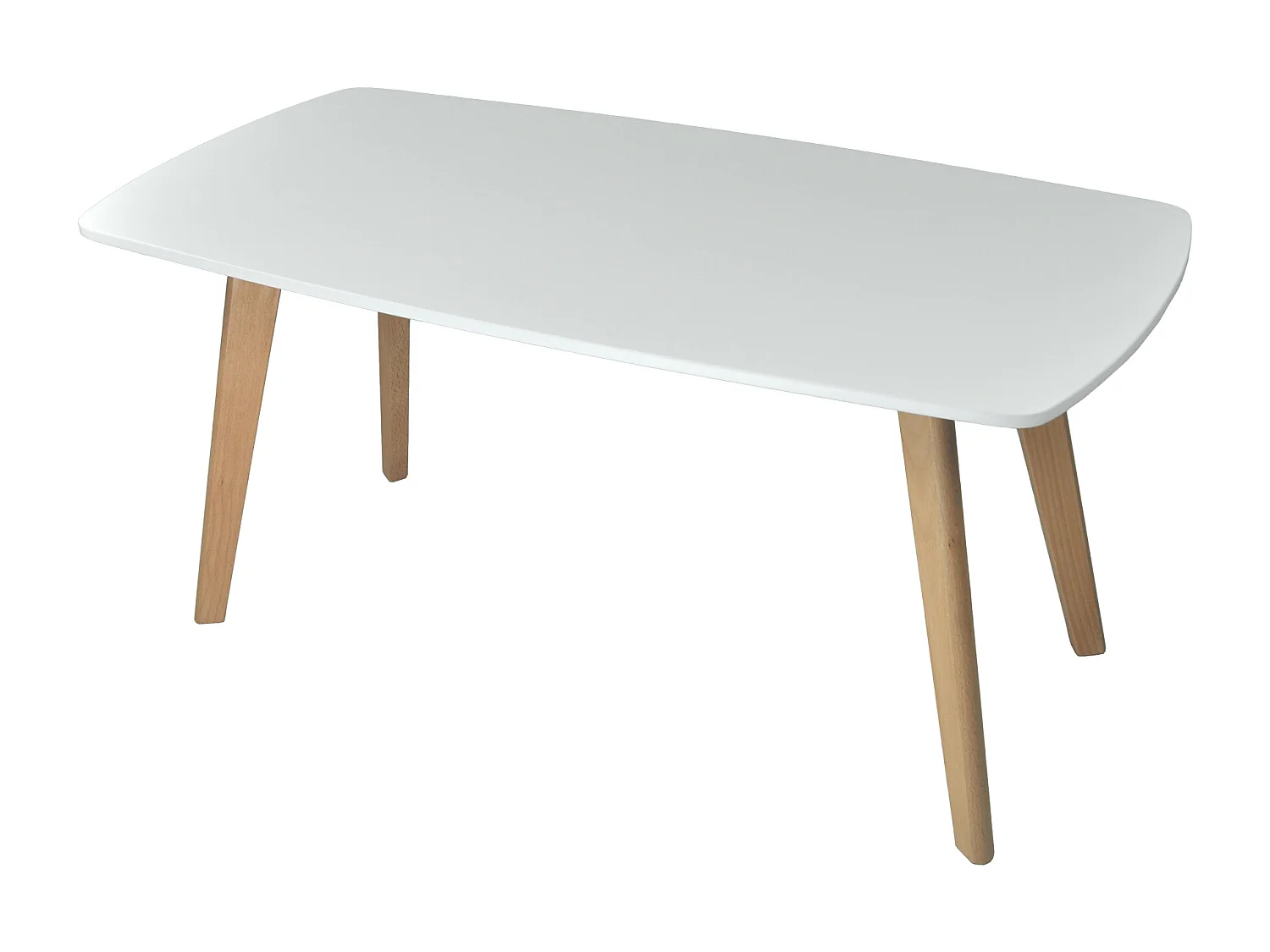 Tavolino da salotto mod. Pegaso con top bianco in mdf e piedi in legno