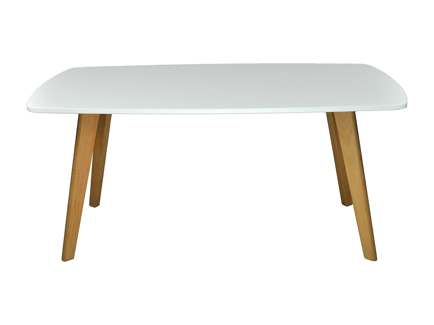 Tavolino da salotto mod. Pegaso con top bianco in mdf e piedi in legno