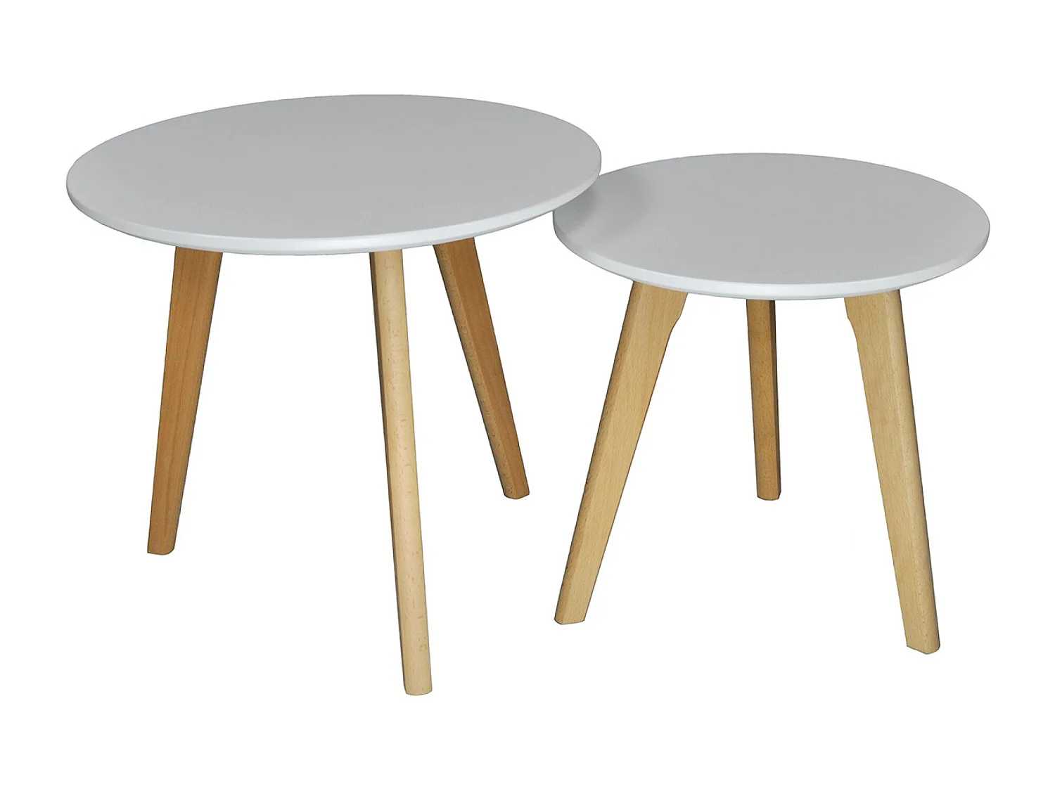 Tavolini da salotto mod. Twins con top bianco in mdf e piedi in legno