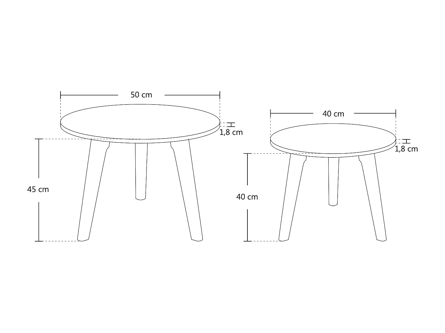 Tavolini da salotto mod. Twins con top bianco in mdf e piedi in legno