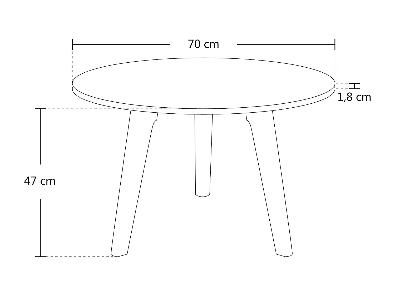 Tavolino rotondo da salotto mod. Oliver con top bianco in mdf e piedi in legno