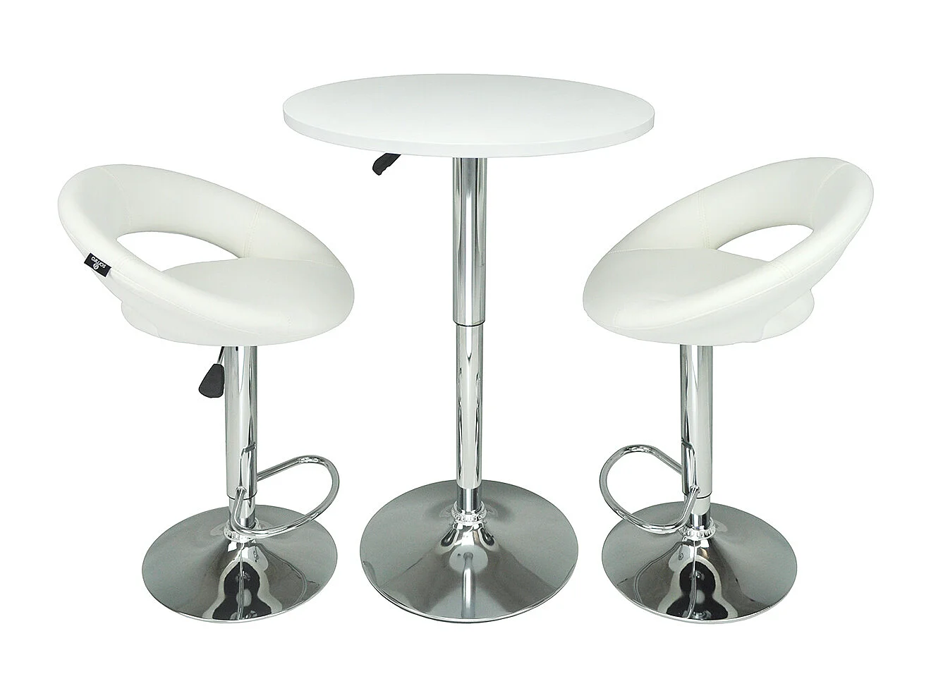 Tavolo regolabile in altezza rotondo 60 cm bianco, tavolino da bar mod. Romeo