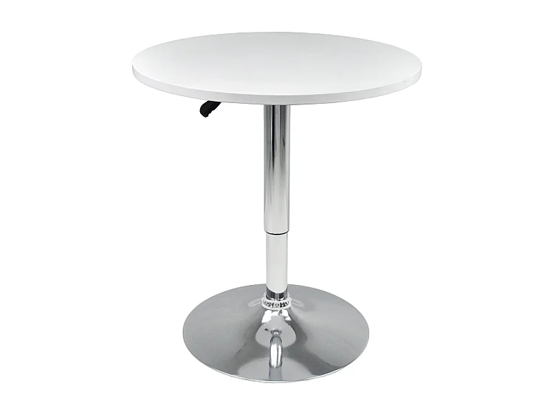 Tavolo regolabile in altezza rotondo 60 cm bianco, tavolino da bar mod. Romeo