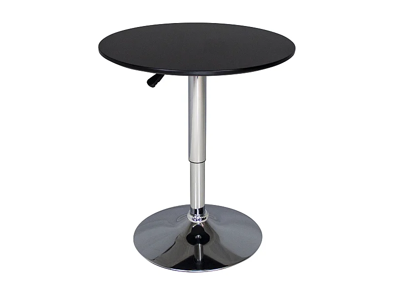 Tavolo regolabile in altezza rotondo 60 cm nero, tavolino da bar mod. Romeo