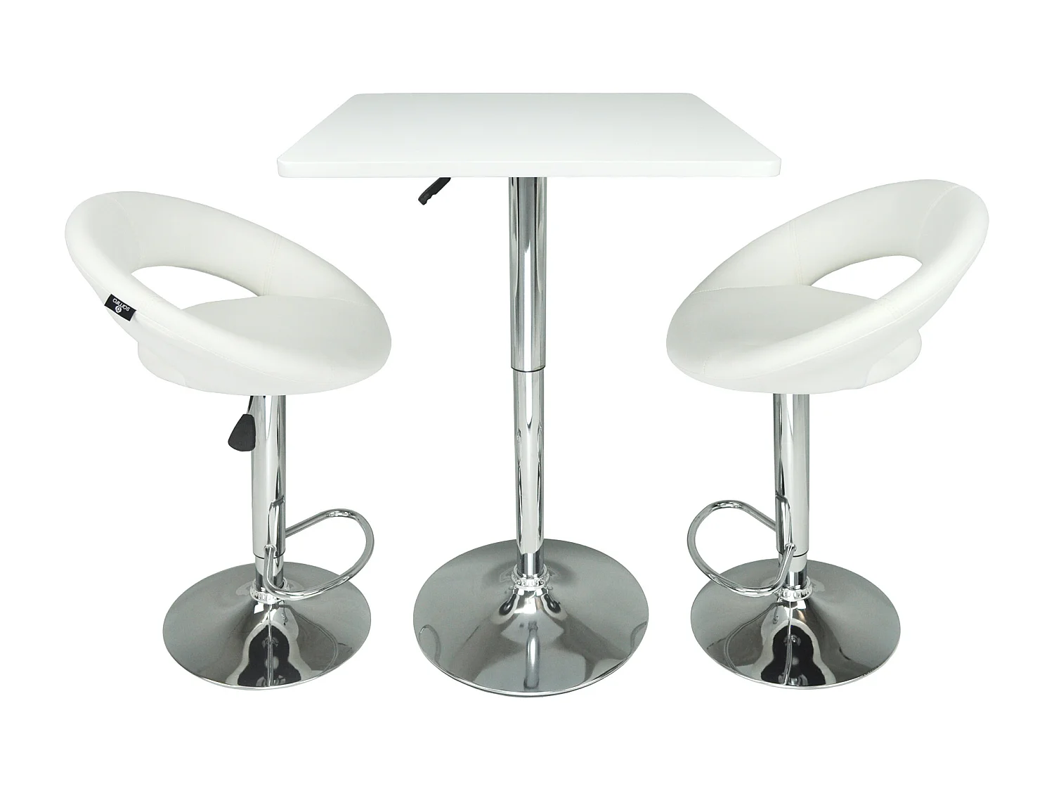 Tavolo regolabile in altezza quadrato 60×60 bianco, tavolo alto da bar Romeo