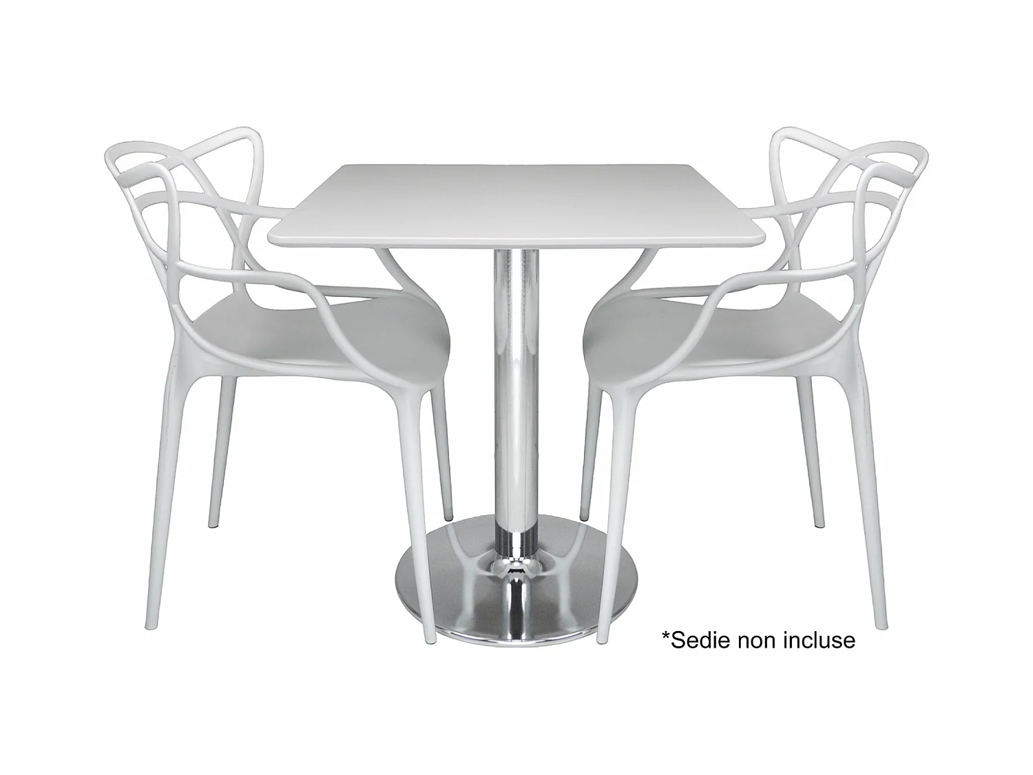 Tavolo quadrato 80×80 bianco, tavolino da bar mod. Romeo