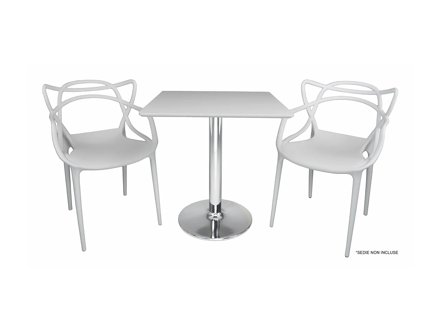 Tavolo quadrato 80×80 bianco, tavolino da bar mod. Romeo