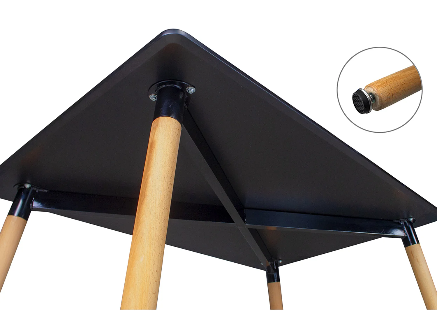 Tavolo da pranzo rettangolare, tavolo da cucina nero mod. Otello