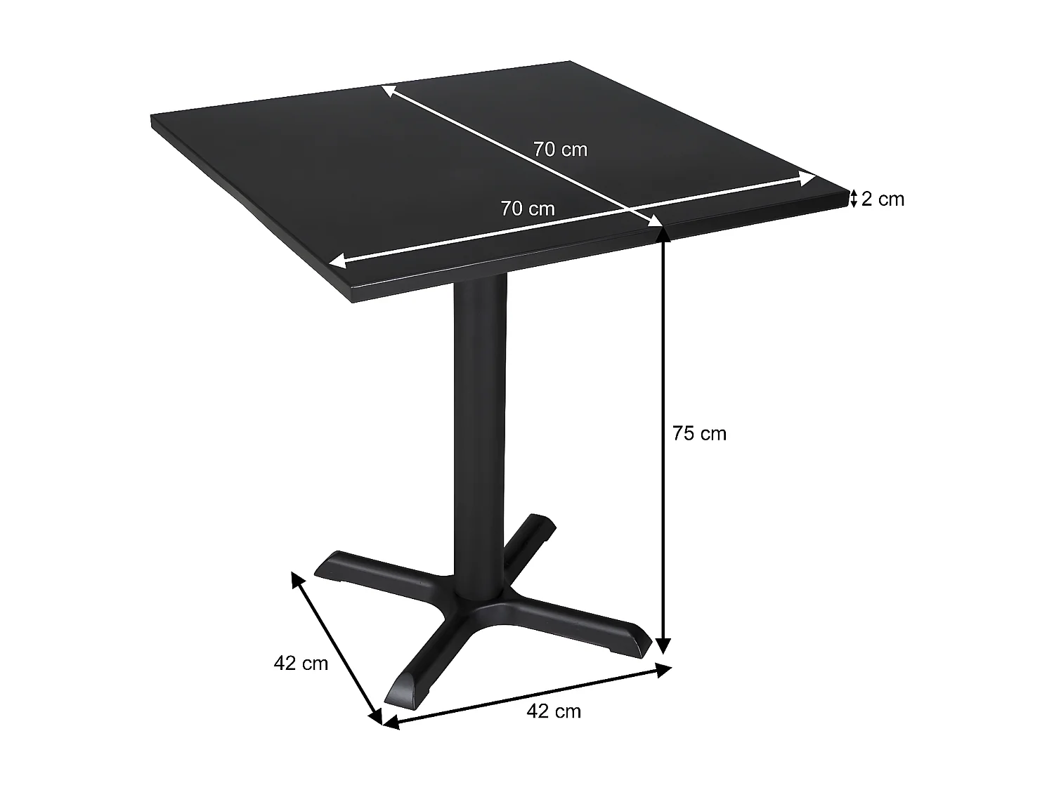 Tavolo bar quadrato 70×70 nero, tavolo da esterno mod. Kevin