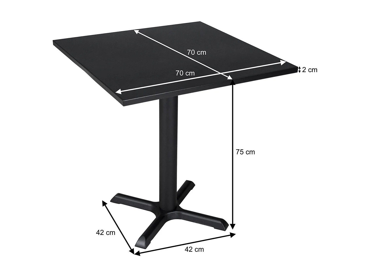 Tavolo bar quadrato 70×70 nero, tavolo da esterno mod. Kevin