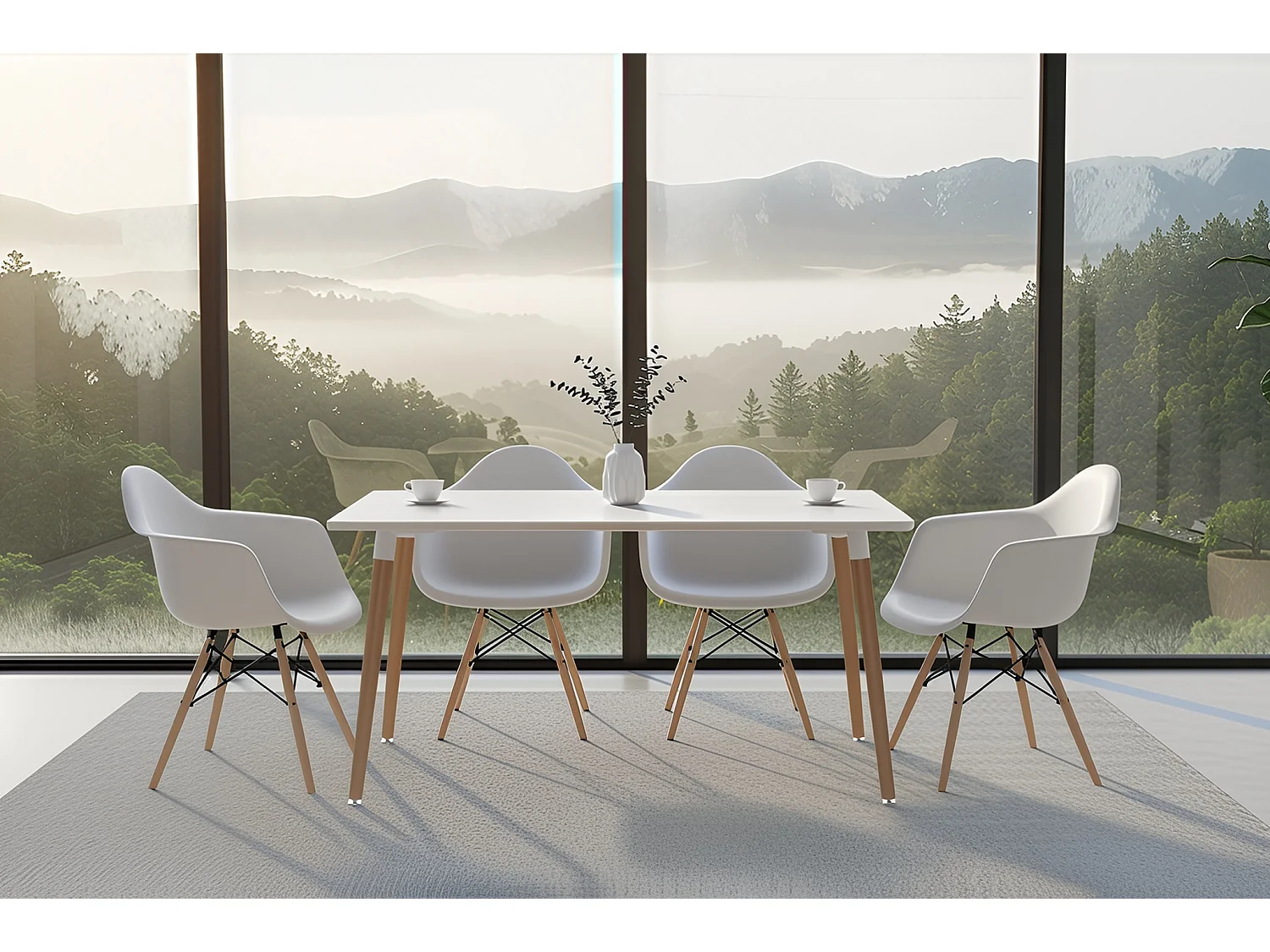 Tavolo da pranzo rettangolare, tavolo da cucina bianco mod. Otello