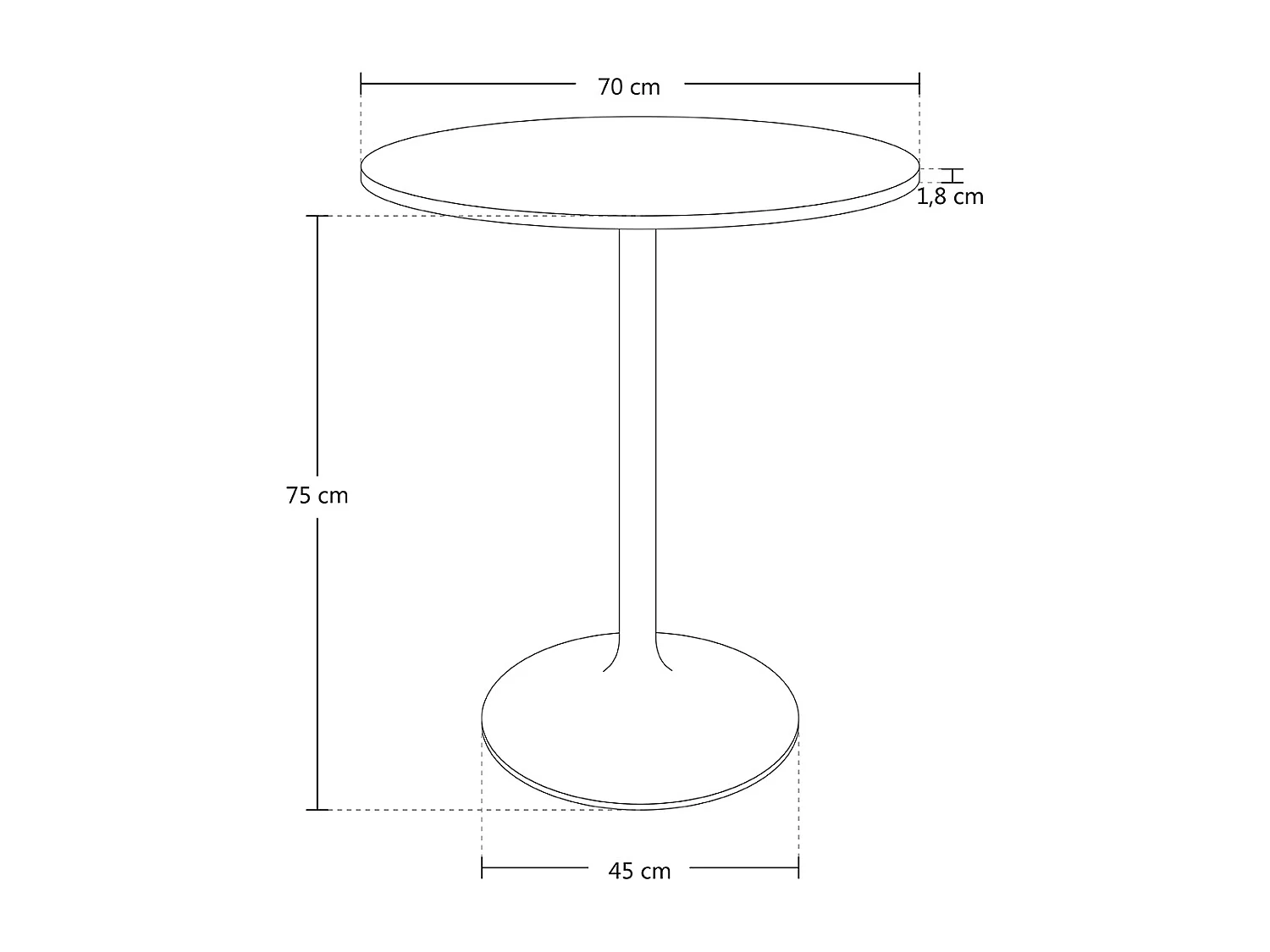 Tavolo rotondo 70 cm nero, tavolino da bar mod. Romeo