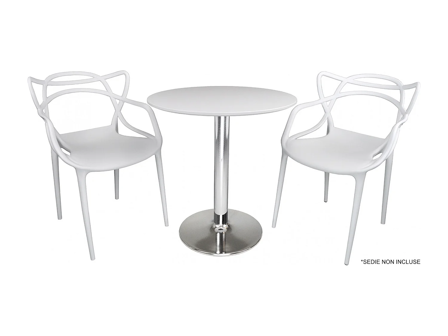 Tavolo rotondo 70 cm bianco, tavolino da bar mod. Romeo