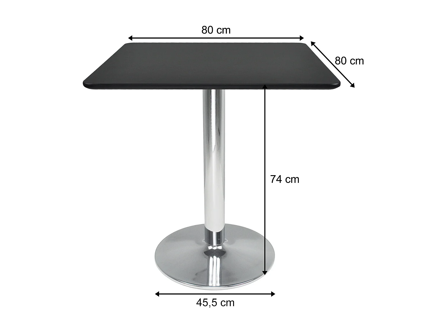 Tavolo quadrato 80×80 nero, tavolino da bar mod. Romeo