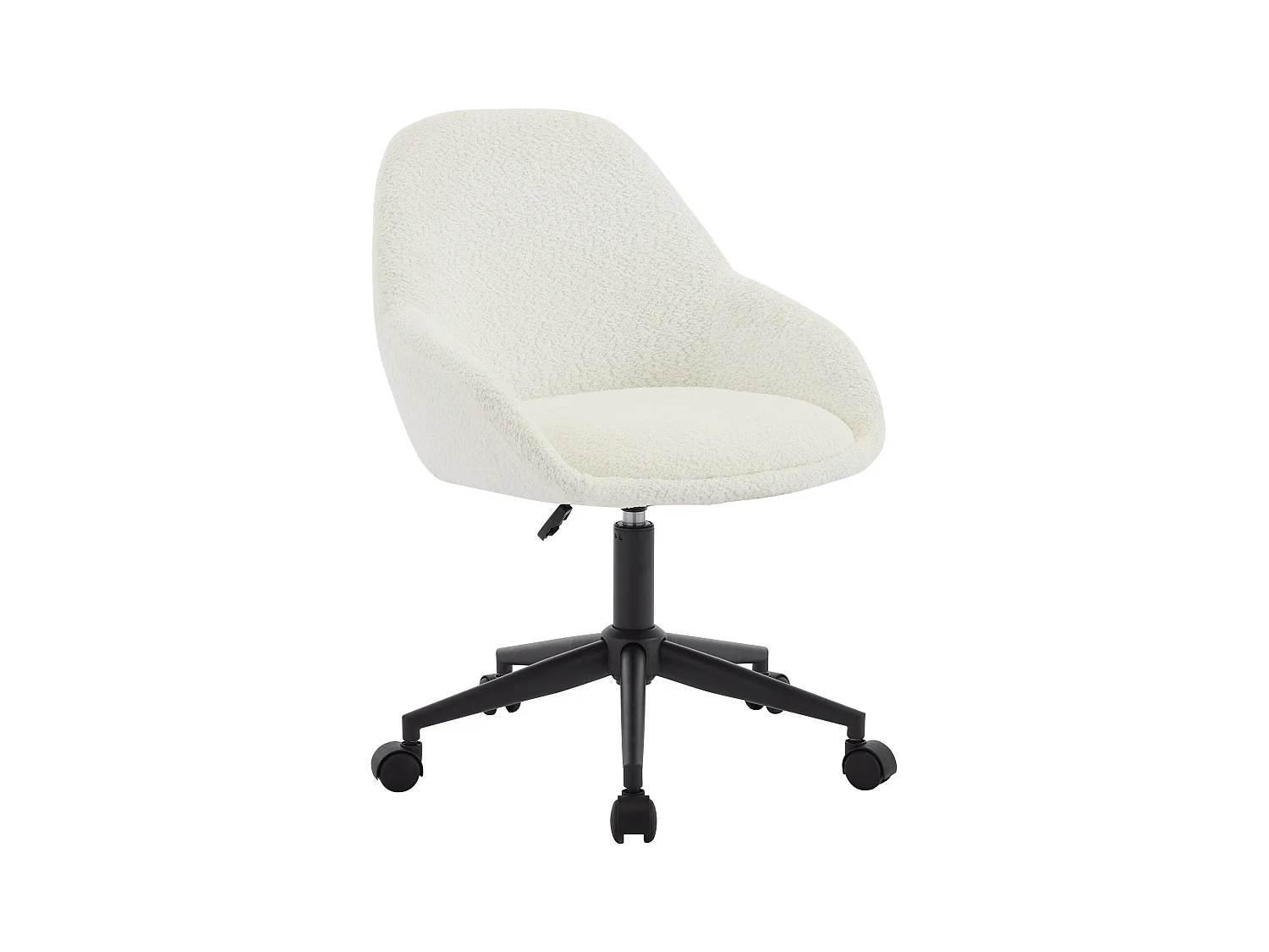 Kontorstol - Teddy stof - Elfenbenshvid - Justerbar højde - NAODY