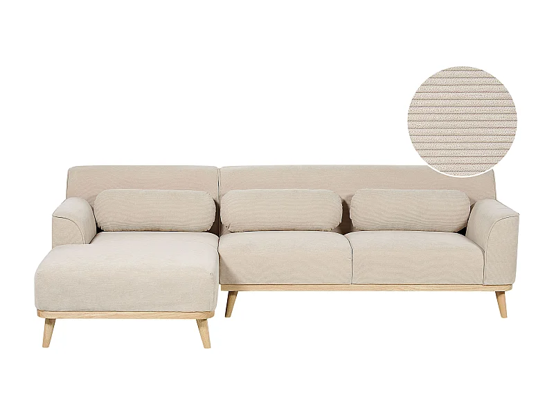 Divano angolare SIMOS Velluto a coste Beige chiaro 3 posti Lato destro